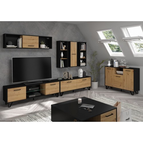 Mēbeļu komplekts BOSS 3, Melns/Ozols artisan